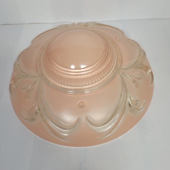 Vintage Ceiling Light Fixture, Pink Round Light Globe, 3 Chain Art Deco - Picture 2 of 10
